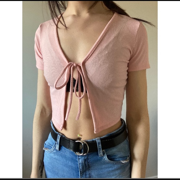 PINK TIE UP FRONT TOP - Picture 2 of 6